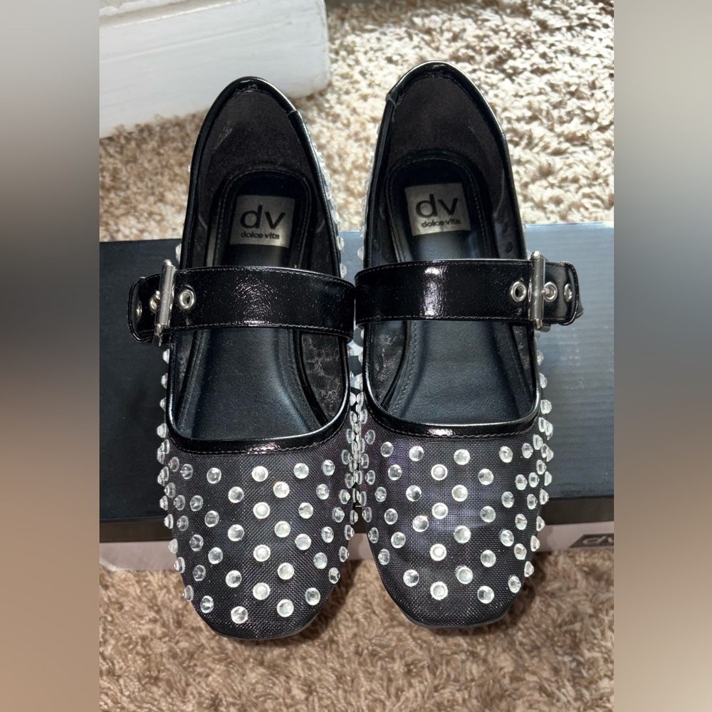 Dolce Vita Black Rhinestone Flats